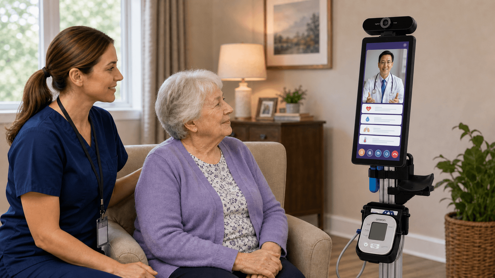 Clinician capturing vitals with MedSense CareStation